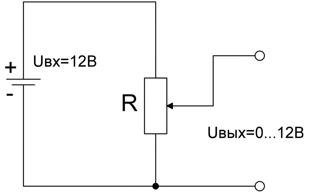 Схема включения переменного резистора - потенциометра