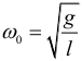 Формула Циклическая частота колебаний математического маятника