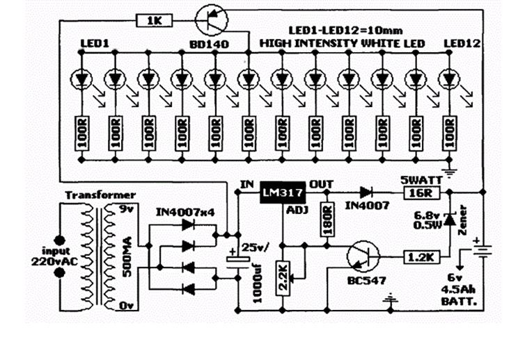 Схема аварийного светильника на аккумуляторе своими руками, разработаная компанией YMYA electronics