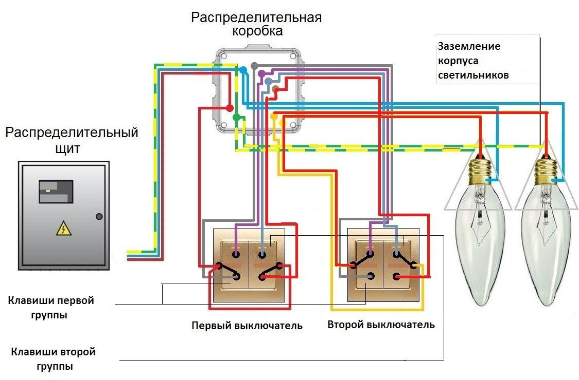 Монтаж выключателя схема