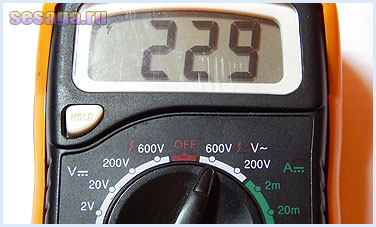 Измерение переменного напряжения 220 Вольт