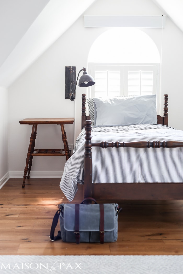 Vintage school desk as bedside table- Maison de Pax