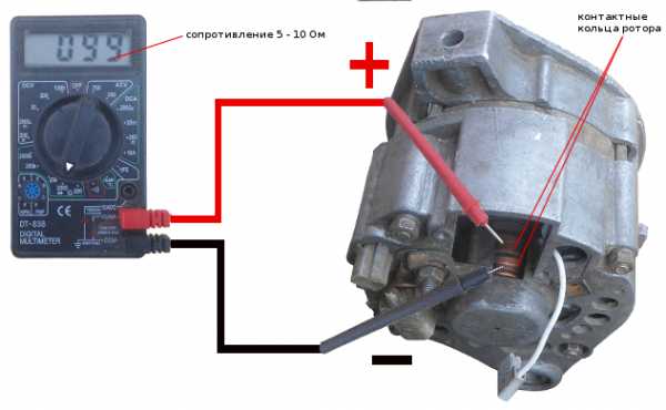 Проверить якорь генератора мультиметром
