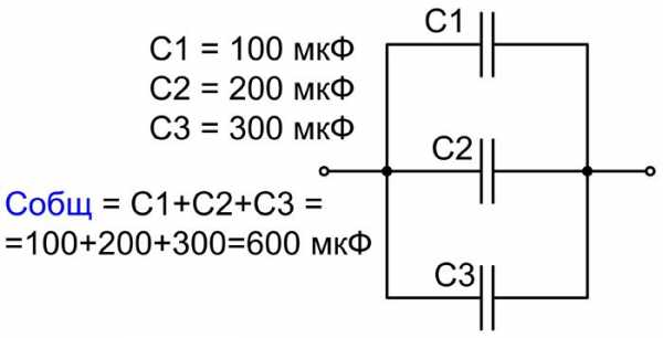 Параллельное подключение конденсаторов калькулятор
